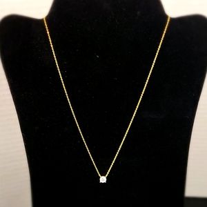 S925 14k GP necklace with CZ stone 42+3cm